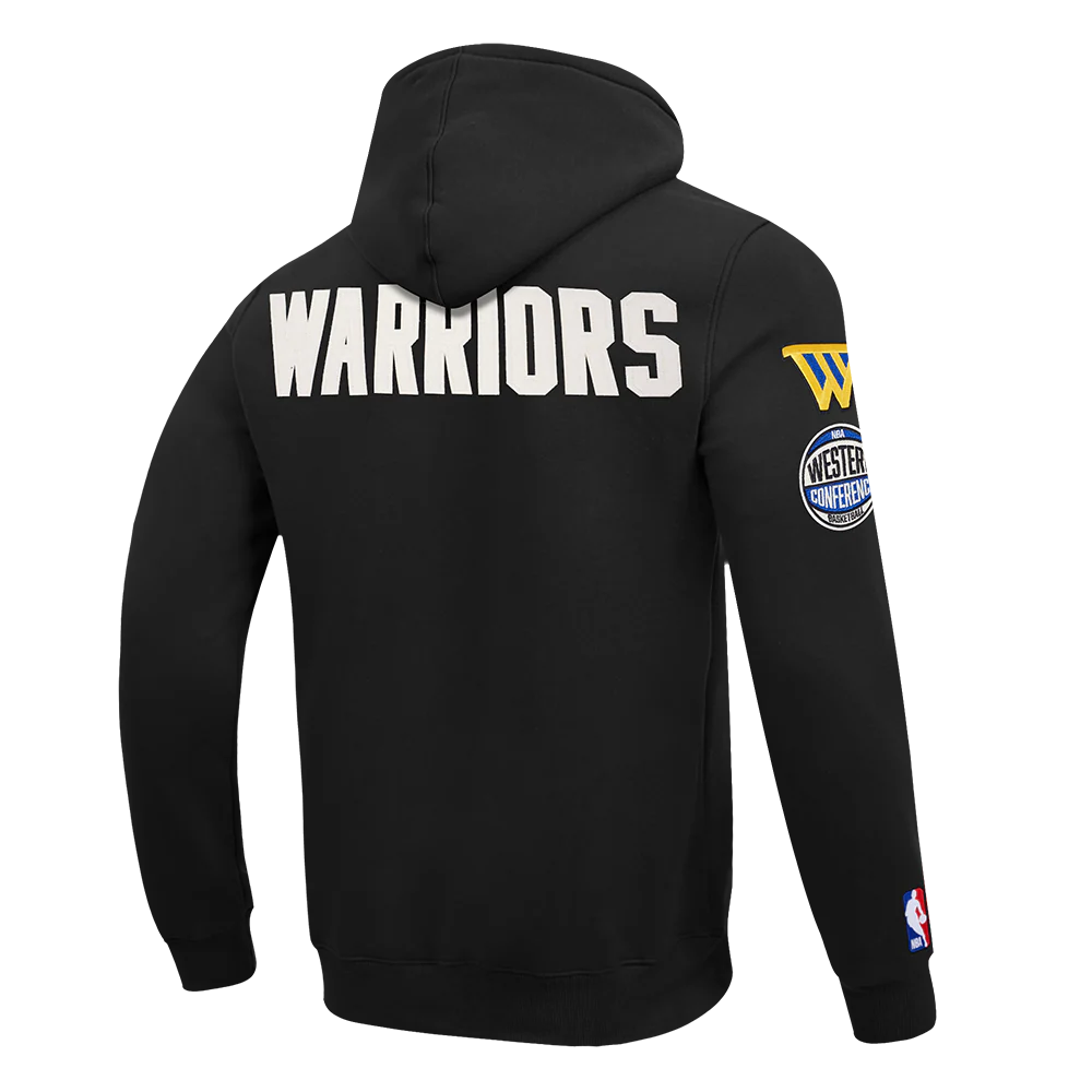 NBA GOLDEN STATE WARRIORS MODERN ORIGINALS MEN'S FLC PO HOODIE (BLACK) - Image 4