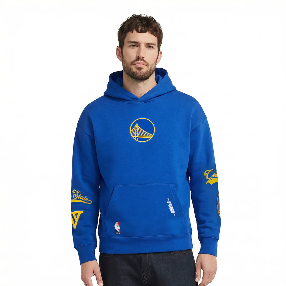 NBA GOLDEN STATE WARRIORS LIVING LARGE MEN'S DROP SHOULDER FLC PO HO (ROYAL BLUE)