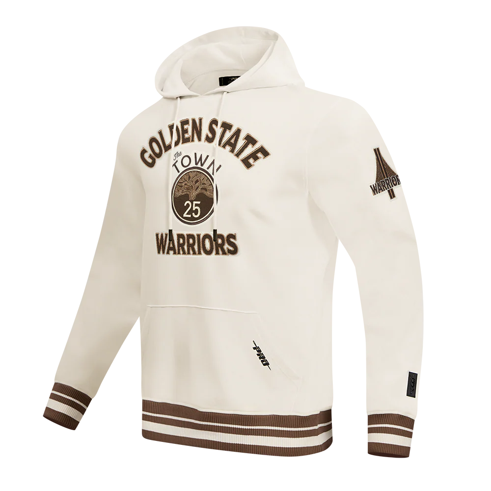 NBA GOLDEN STATE WARRIORS CITY EDITION 25-26 MEN'S RIB FLC PO HOODIE (EGGSHELL/ BROWN) - Image 3