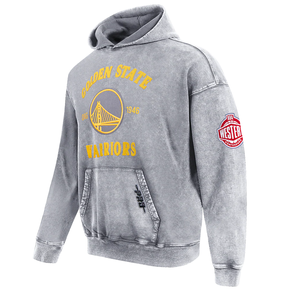 NBA GOLDEN STATE WARRIORS FIRST TEAM MEN'S PULL OVER HOODIE (WASHED GREY) - Image 3