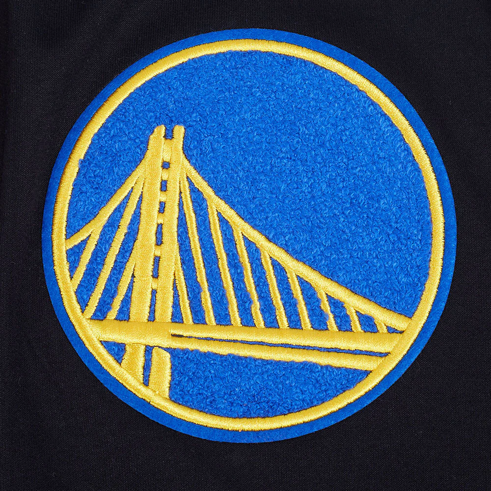 NBA GOLDEN STATE WARRIORS CLASSIC CHENILLE MEN'S FULL ZIP HOODIE (BLACK) - Image 8