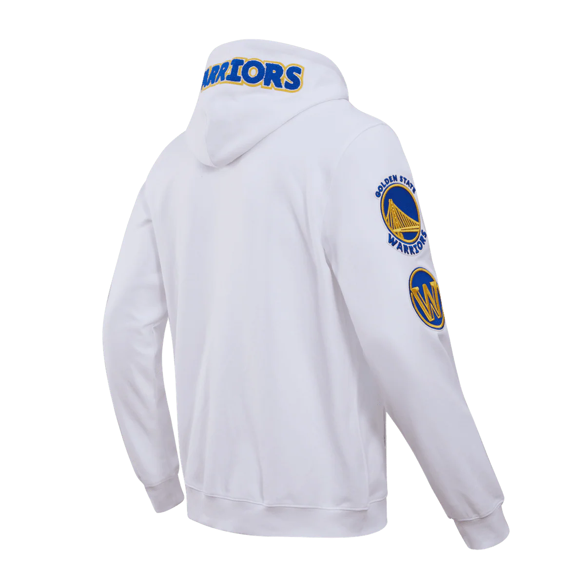 NBA GOLDEN STATE WARRIORS CLASSIC CHENILLE MEN'S FULL ZIP PULLOVER HOODIE (WHITE) - Image 5