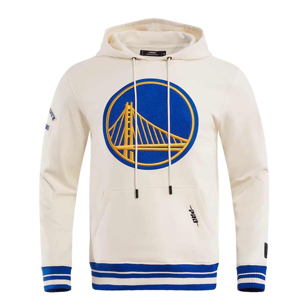 NBA GOLDEN STATE WARRIORS RETRO CLASSIC MEN'S PULLOVER HOODIE (EGGSHELL/ROYAL BLUE)