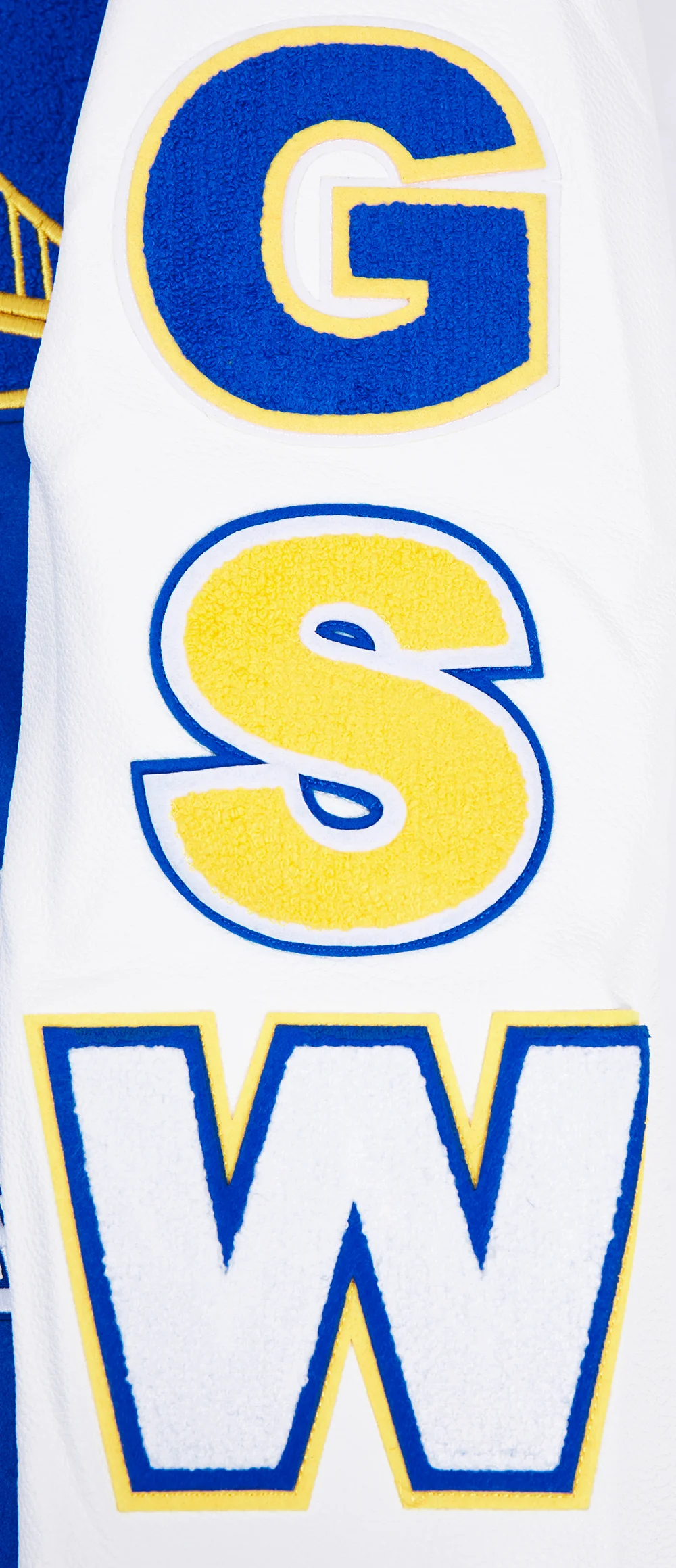 NBA GOLDEN STATE WARRIORS SCRIPT TAIL MEN'S RIB WOOL VARSITY (ROYAL BLUE/WHITE) - Image 8