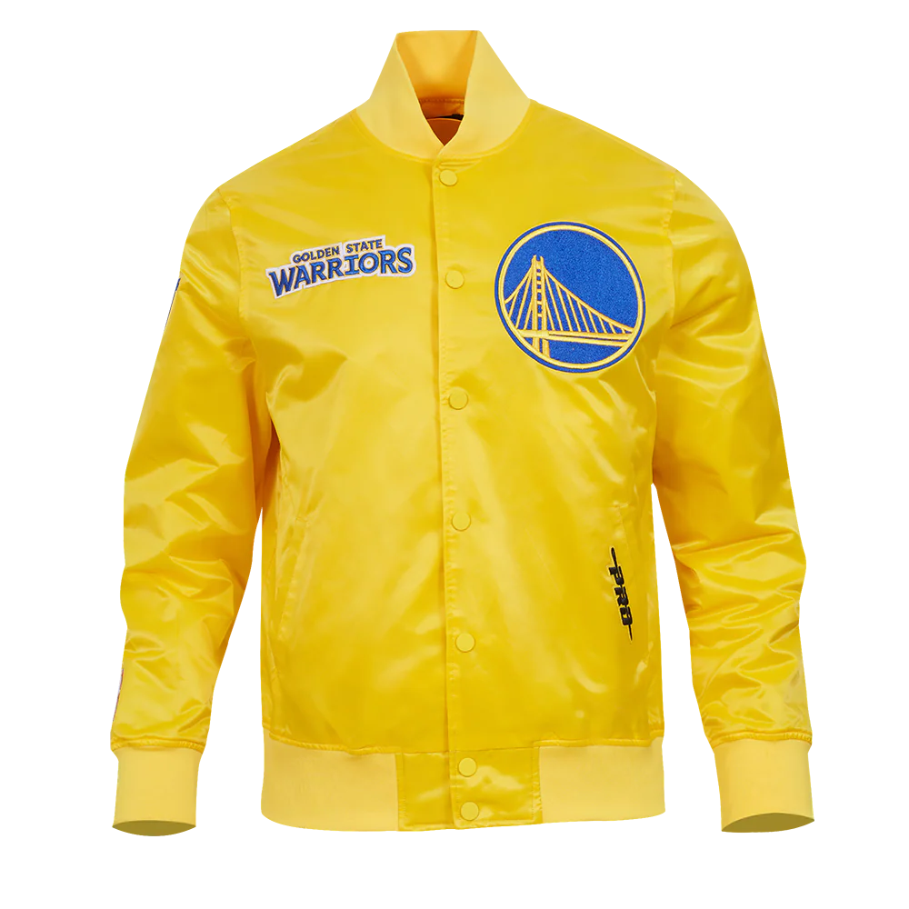 NBA GOLDEN STATE WARRIORS SOUVENIR MEN'S SATIN JACKET (YELLOW)
