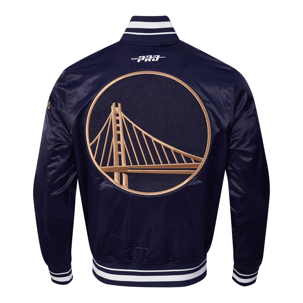NBA GOLDEN STATE WARRIORS CITY EDITION 24-25 MEN'S RIB SATIN JACKET (MIDNIGHT NAVY) - Image 3