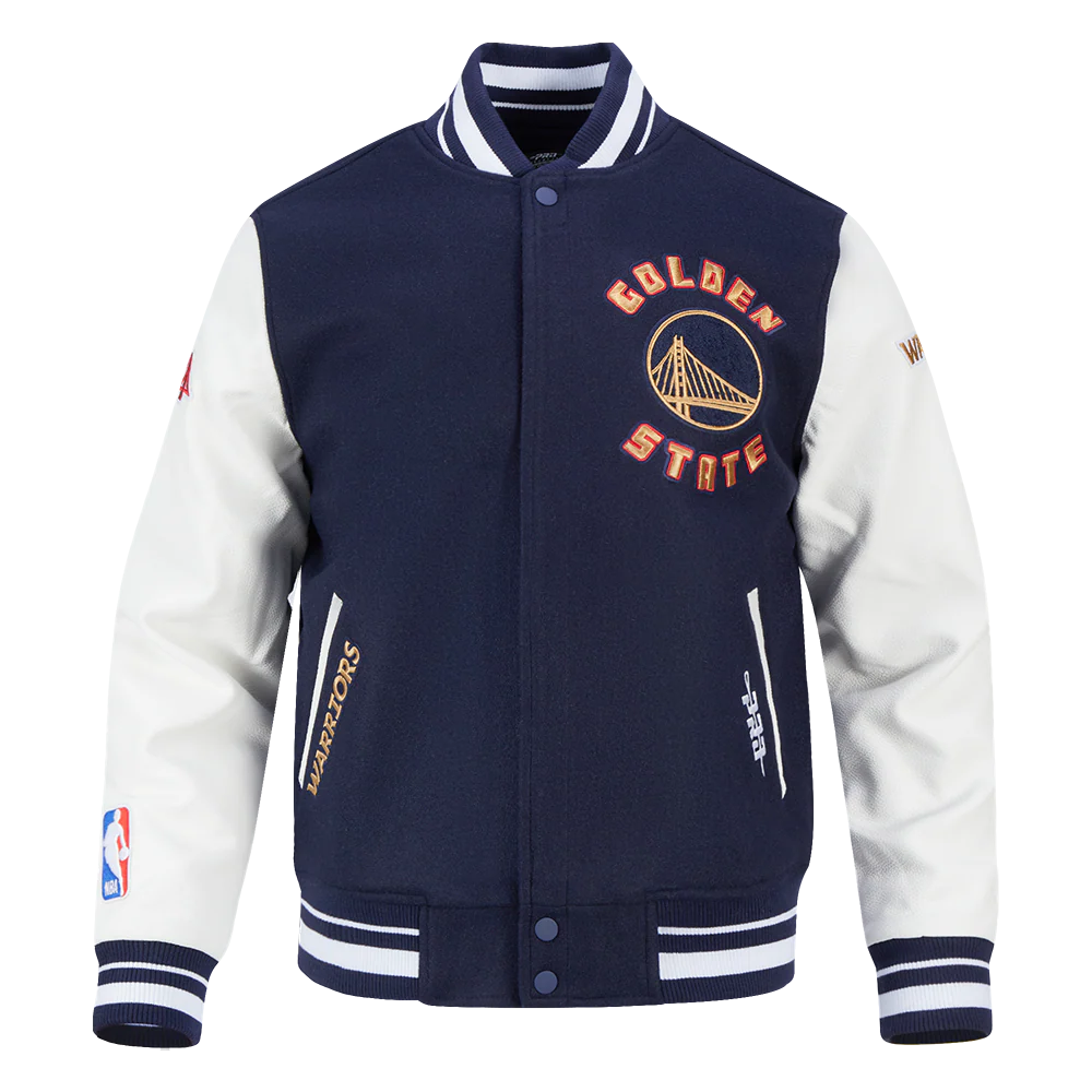 NBA GOLDEN STATE WARRIORS CITY EDITION 24-25 MEN'S RIB WOOL VARSITY (MIDNIGHT NAVY/WHITE)