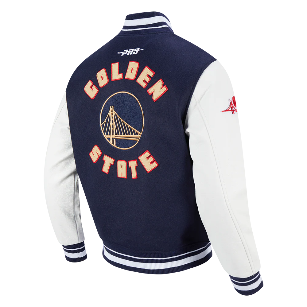 NBA GOLDEN STATE WARRIORS CITY EDITION 24-25 MEN'S RIB WOOL VARSITY (MIDNIGHT NAVY/WHITE) - Image 4