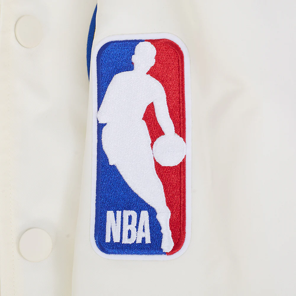 GOLDEN STATE WARRIORS BEST OF MEN'S RIB SATIN JACKET (EGGSHELL/ROYAL BLUE) - Image 7