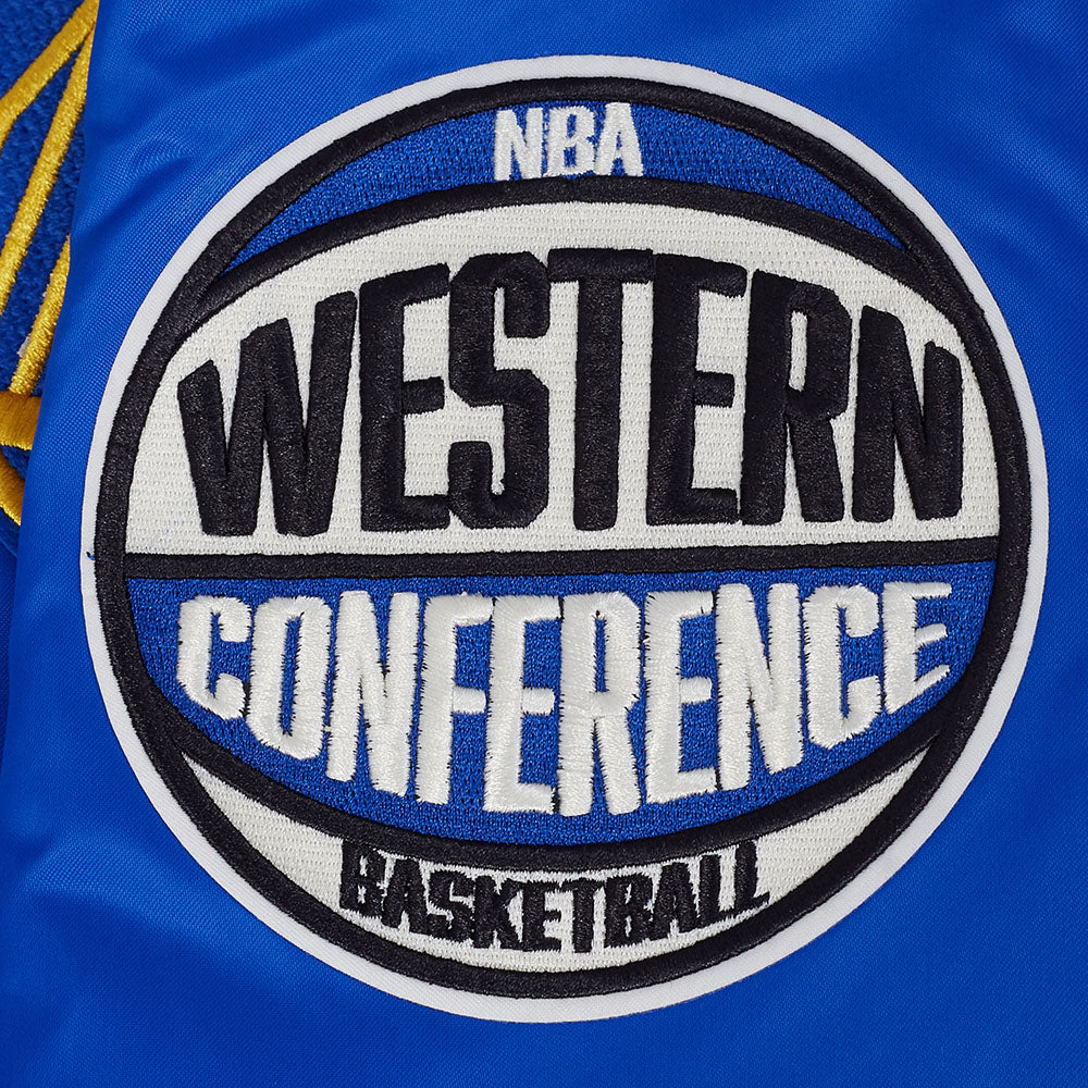 NBA GOLDEN STATE WARRIORS MODERN ORIGINALS MEN'S SATIN JACKET (ROYAL BLUE) - Image 9