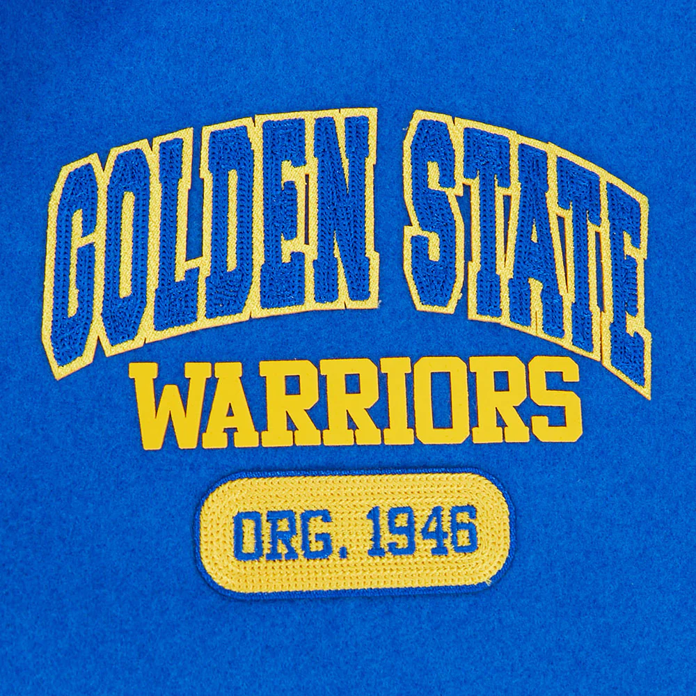 NBA GOLDEN STATE WARRIORS CITY ARCH MEN'S WOOL VARSITY JACKET (ROYAL BLUE/WHITE) - Image 7