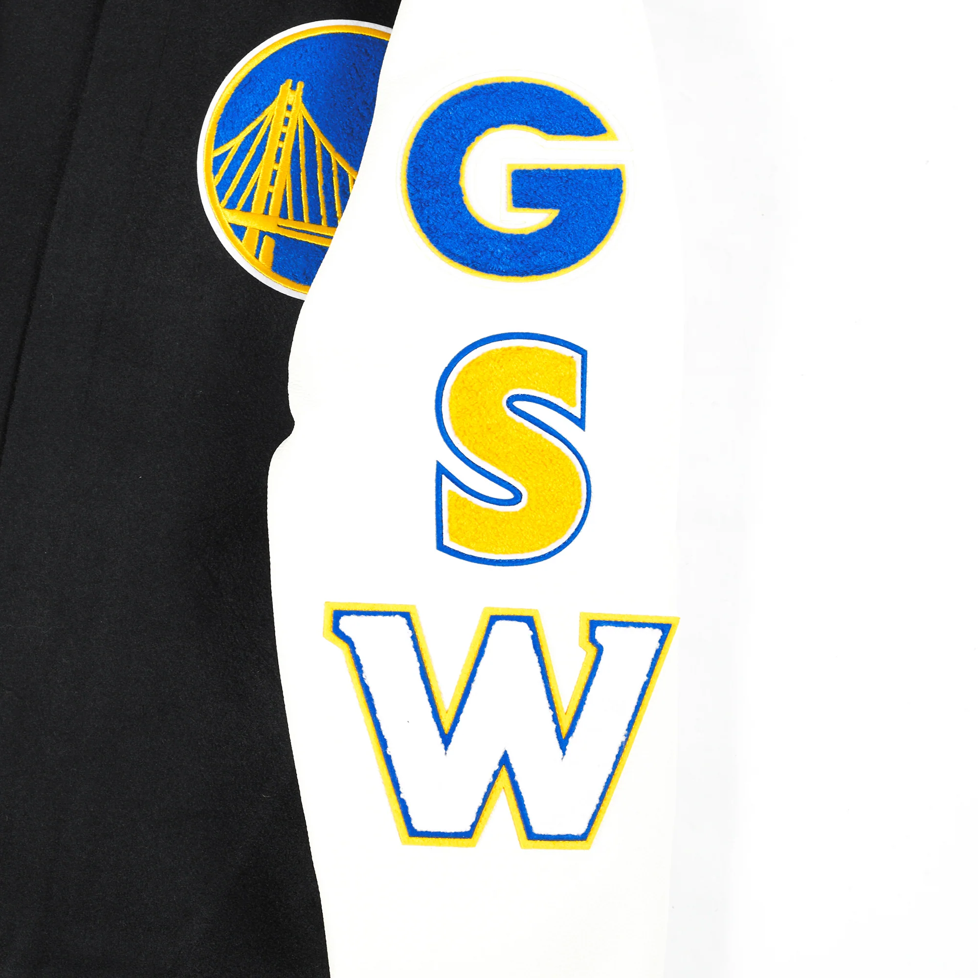 NBA GOLDEN STATE WARRIORS CLASSIC WOOL MEN'S VARSITY JACKET (BLACK/WHITE) - Image 8