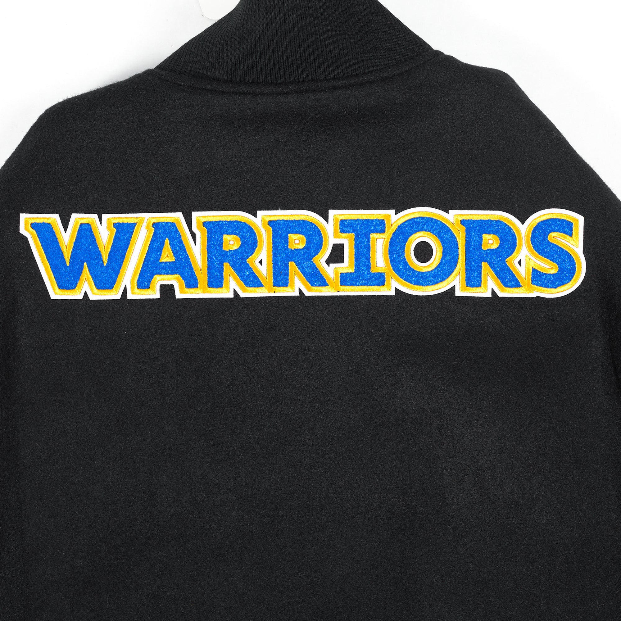 NBA GOLDEN STATE WARRIORS CLASSIC WOOL MEN'S VARSITY JACKET (BLACK/WHITE) - Image 9