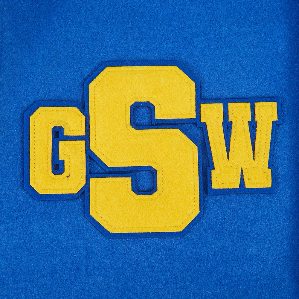 NBA GOLDEN STATE WARRIORS LETTERMAN MEN'S VARSITY JACKET (ROYAL BLUE/WHITE) - Image 6