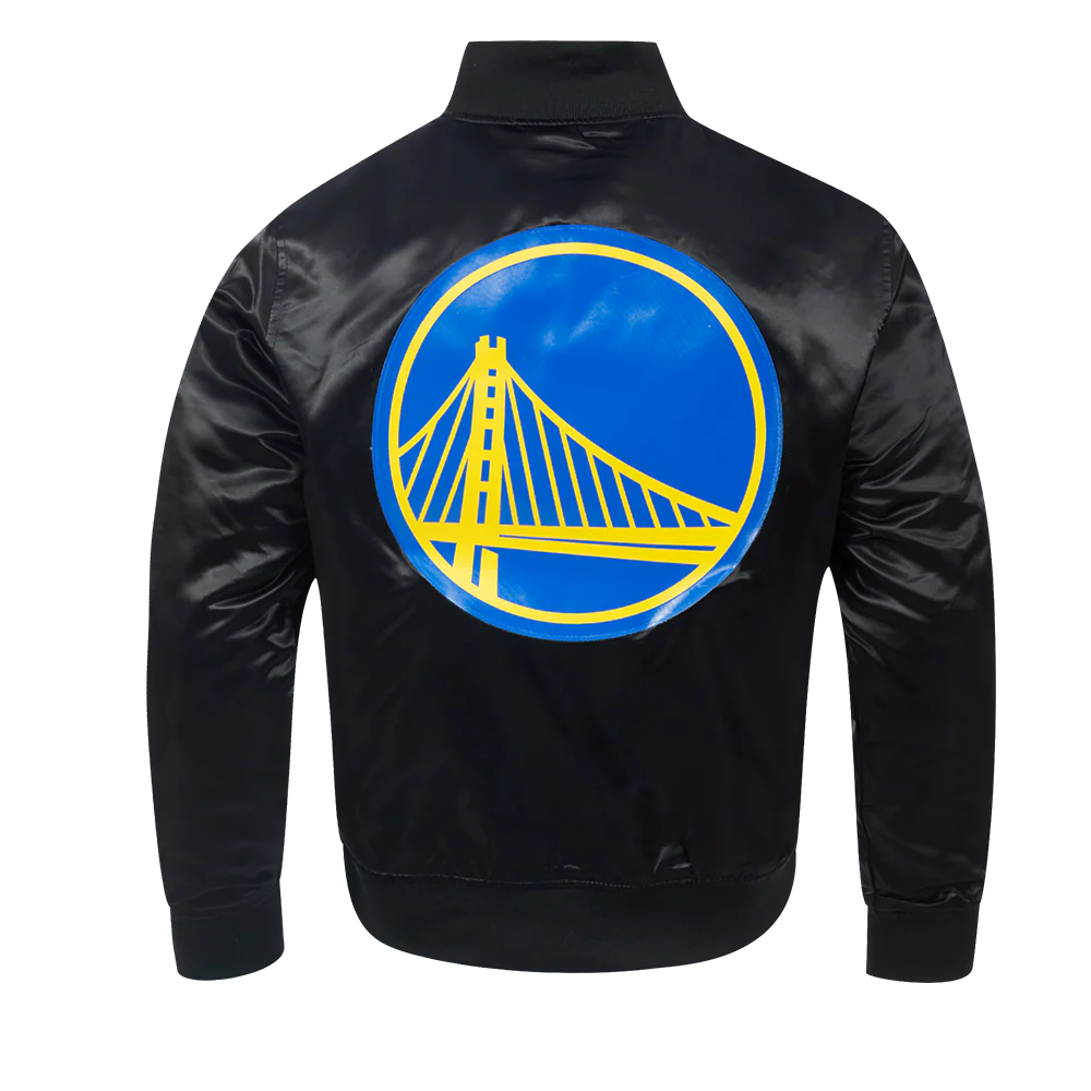 NBA GOLDEN STATE WARRIORS CLASSIC SATIN MEN'S SATIN JACKET (BLACK) - Image 5
