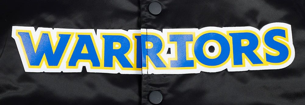 NBA GOLDEN STATE WARRIORS CLASSIC SATIN MEN'S SATIN JACKET (BLACK) - Image 7