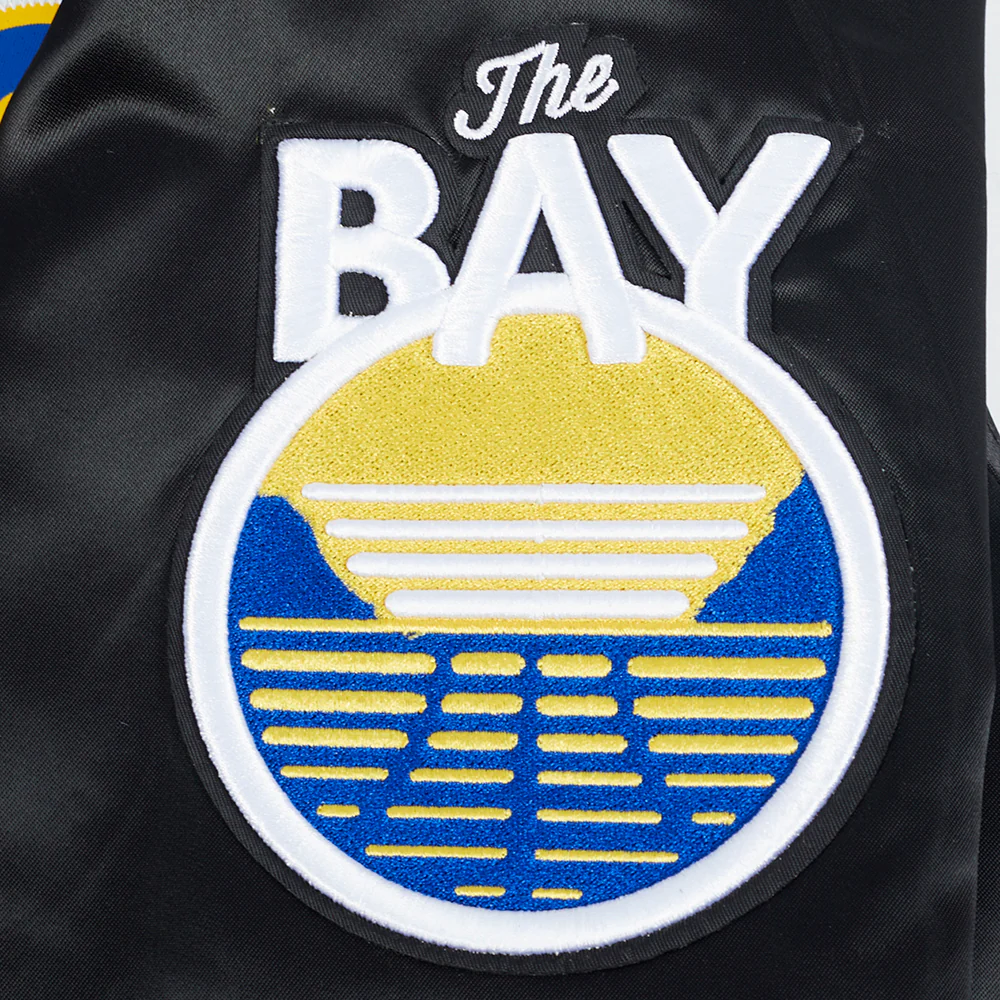 NBA GOLDEN STATE WARRIORS CLASSIC SATIN MEN'S SATIN JACKET (BLACK) - Image 8