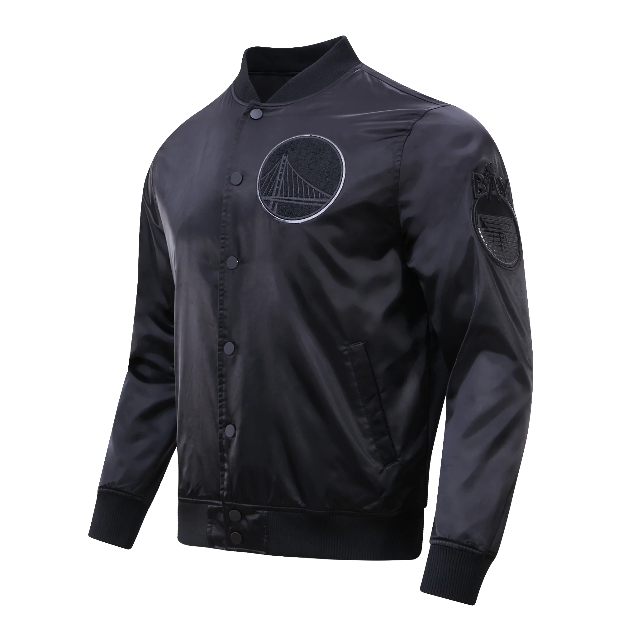 NBA GOLDEN STATE WARRIORS TRIPLE BLACK MEN'S SATIN JACKET (TRIPLE BLACK) - Image 4