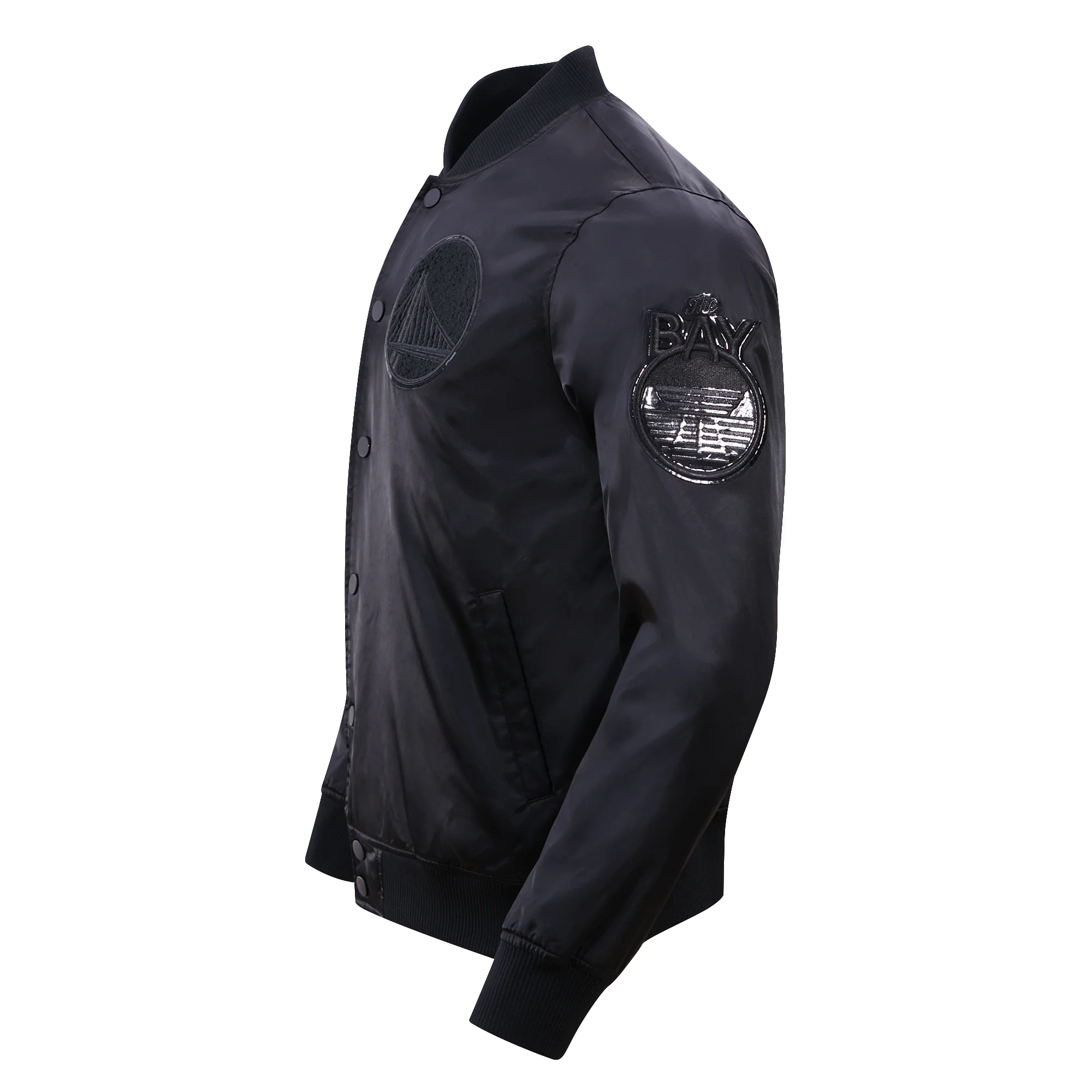 NBA GOLDEN STATE WARRIORS TRIPLE BLACK MEN'S SATIN JACKET (TRIPLE BLACK) - Image 5