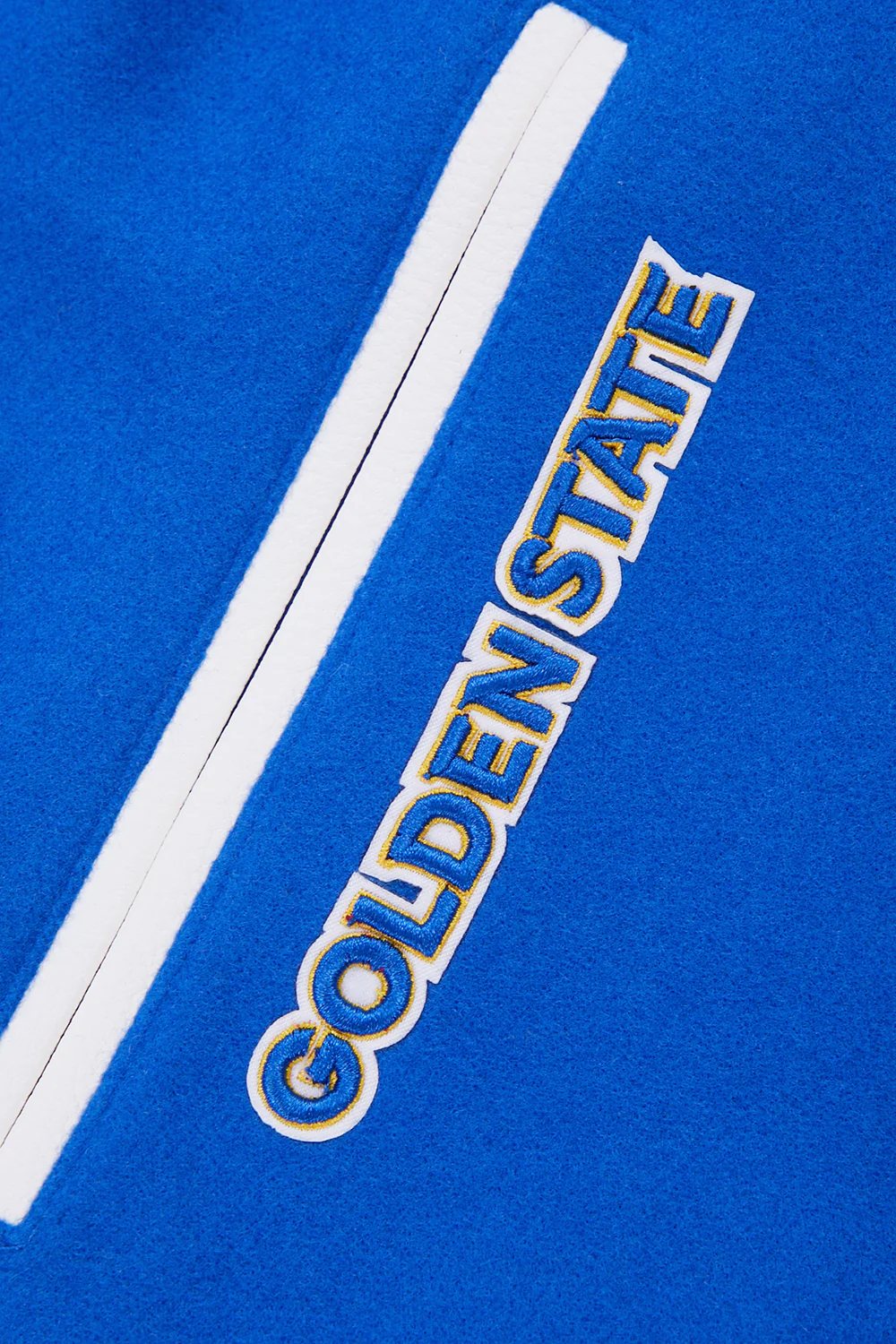 NBA GOLDEN STATE WARRIORS RETRO CLASSIC MEN'S RIB WOOL VARSITY JACKET (ROYAL/WHITE) - Image 6