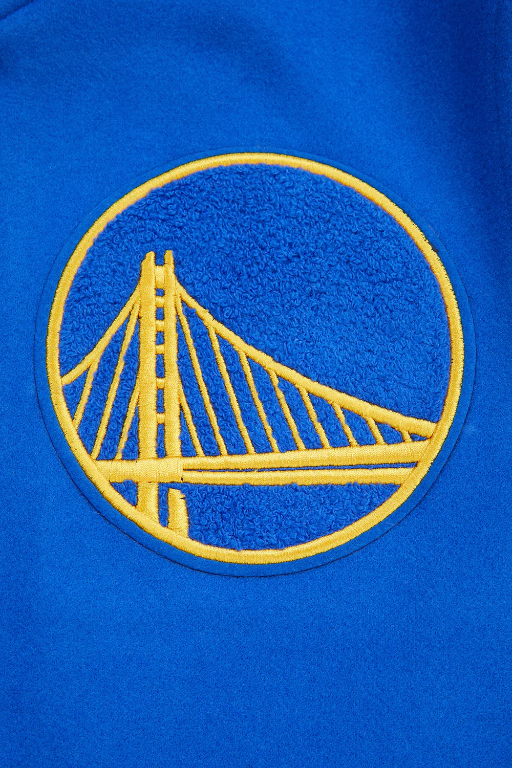NBA GOLDEN STATE WARRIORS RETRO CLASSIC MEN'S RIB WOOL VARSITY JACKET (ROYAL/WHITE) - Image 8