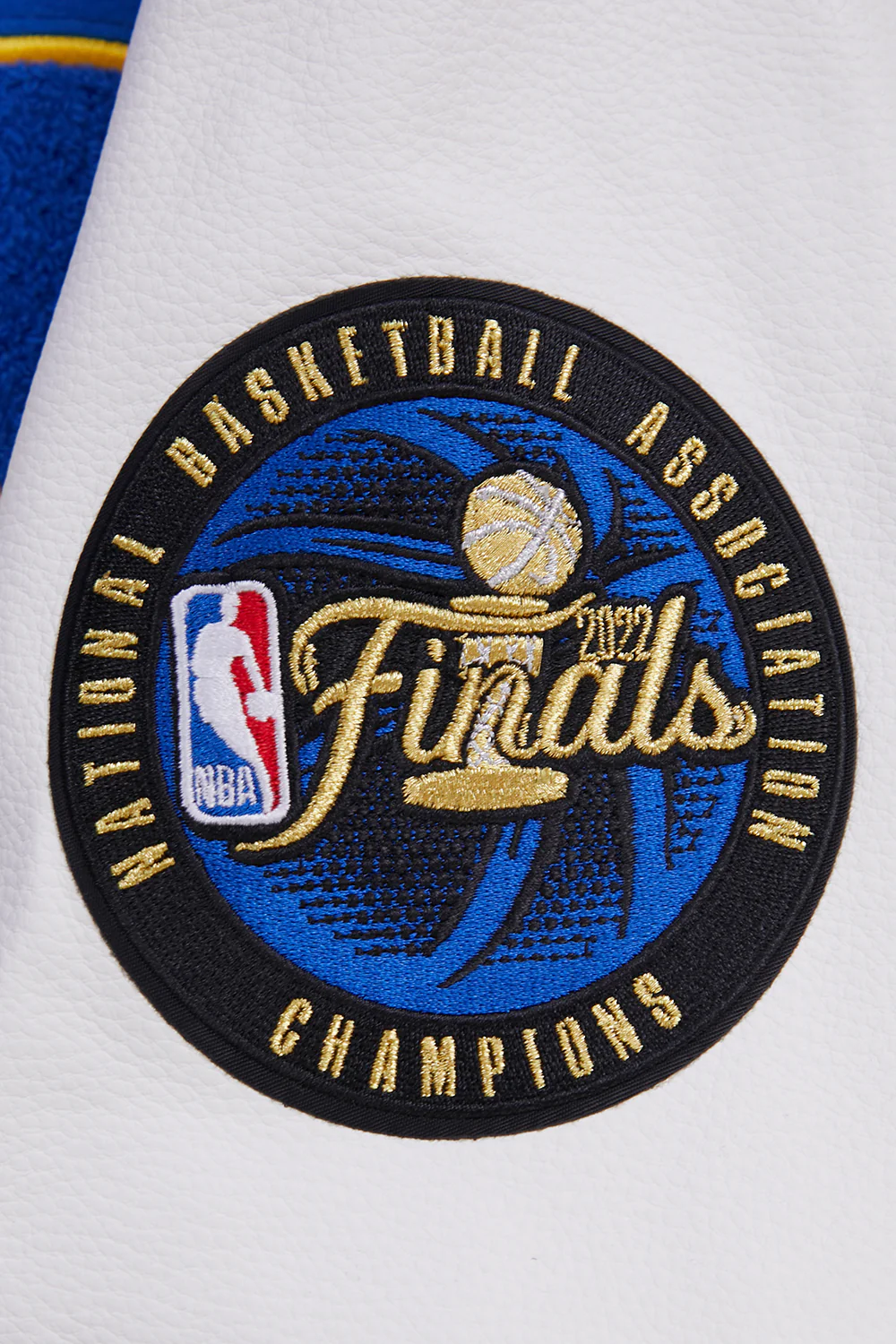 NBA GOLDEN STATE WARRIORS RETRO CLASSIC MEN'S RIB WOOL VARSITY JACKET (ROYAL/WHITE) - Image 9