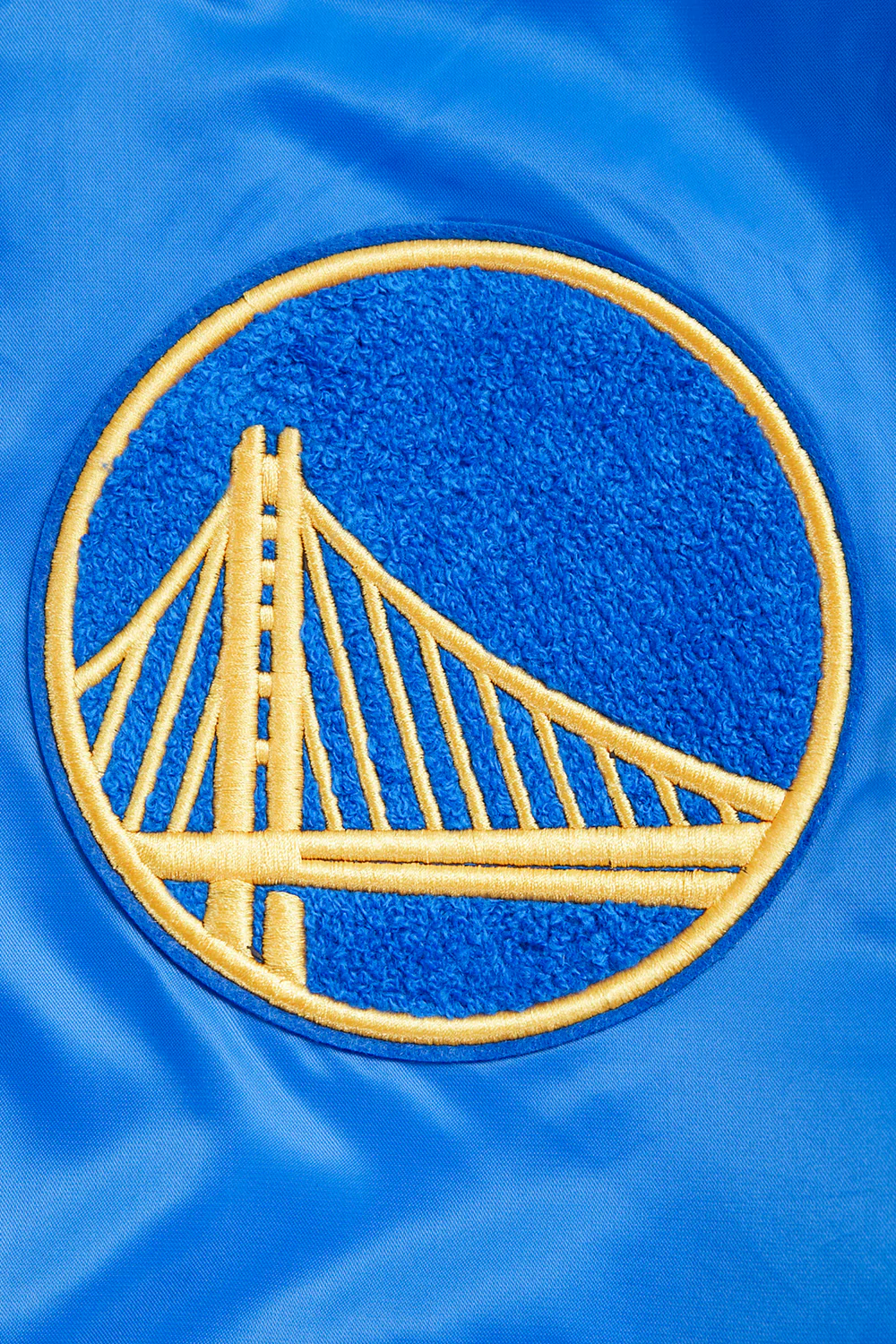NBA GOLDEN STATE WARRIORS RETRO CLASSIC MEN'S RIB SATIN JACKET (ROYAL BLUE) - Image 5