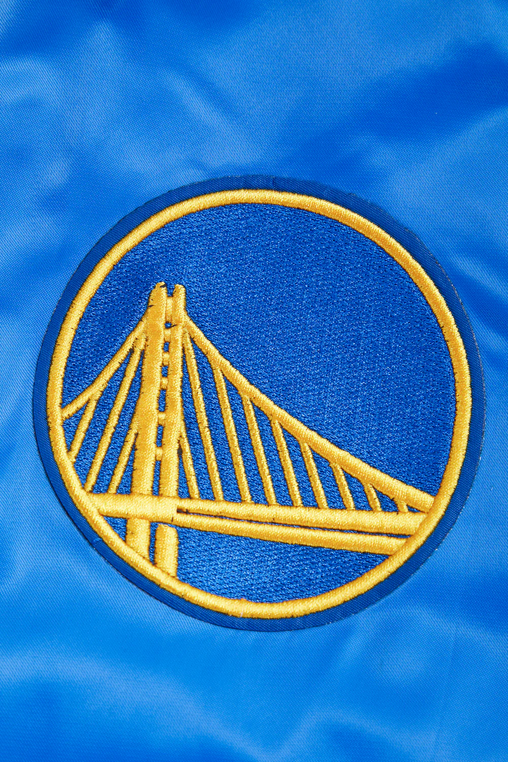 NBA GOLDEN STATE WARRIORS RETRO CLASSIC MEN'S RIB SATIN JACKET (ROYAL BLUE) - Image 8