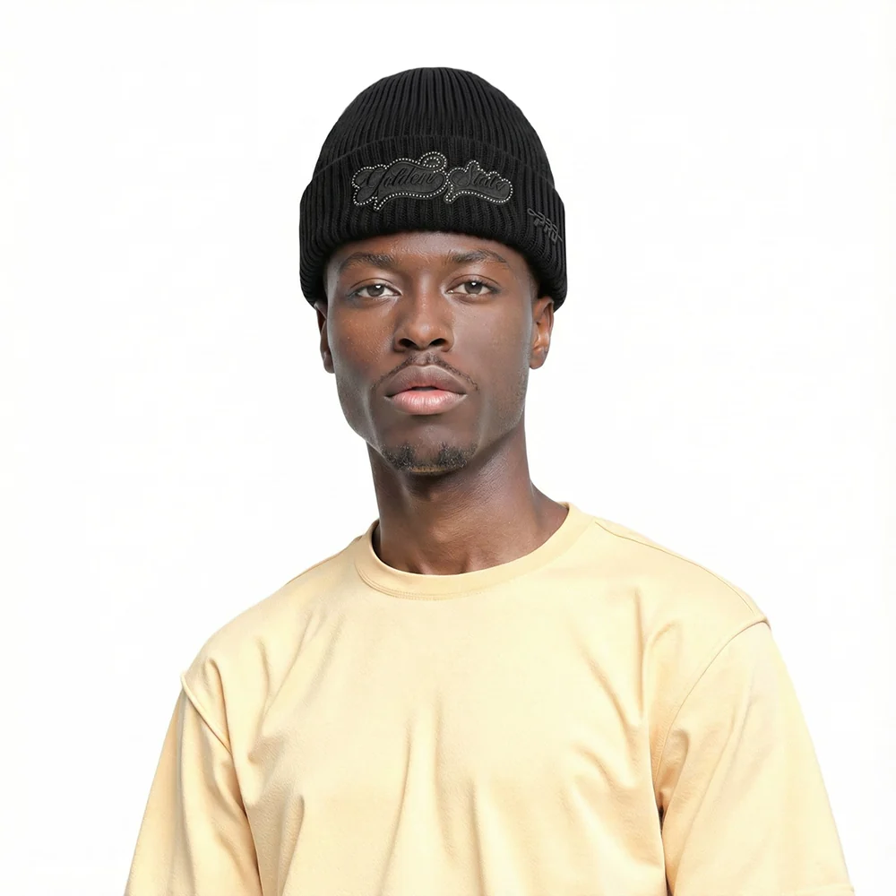 NBA GOLDEN STATE WARRIORS BLACKOUT UNLINED PRO BEANIE CUFFED (BLACK)