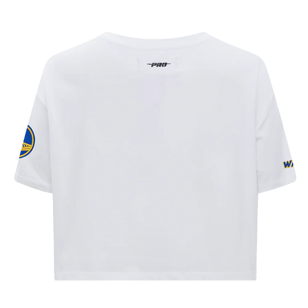 NBA GOLDEN STATE WARRIORS SCRIPT TAIL WOMEN'S SINGLE JERSEY BOXY TEE (WHITE) - Image 4