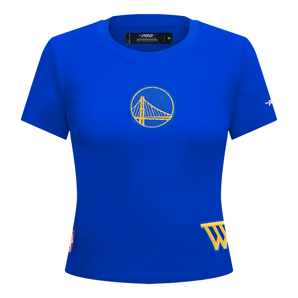 NBA GOLDEN STATE WARRIORS GAME DAY CLASSICS WOMEN'S SINGLE JERSEY BABY DOLL TEE (ROYAL BLUE)