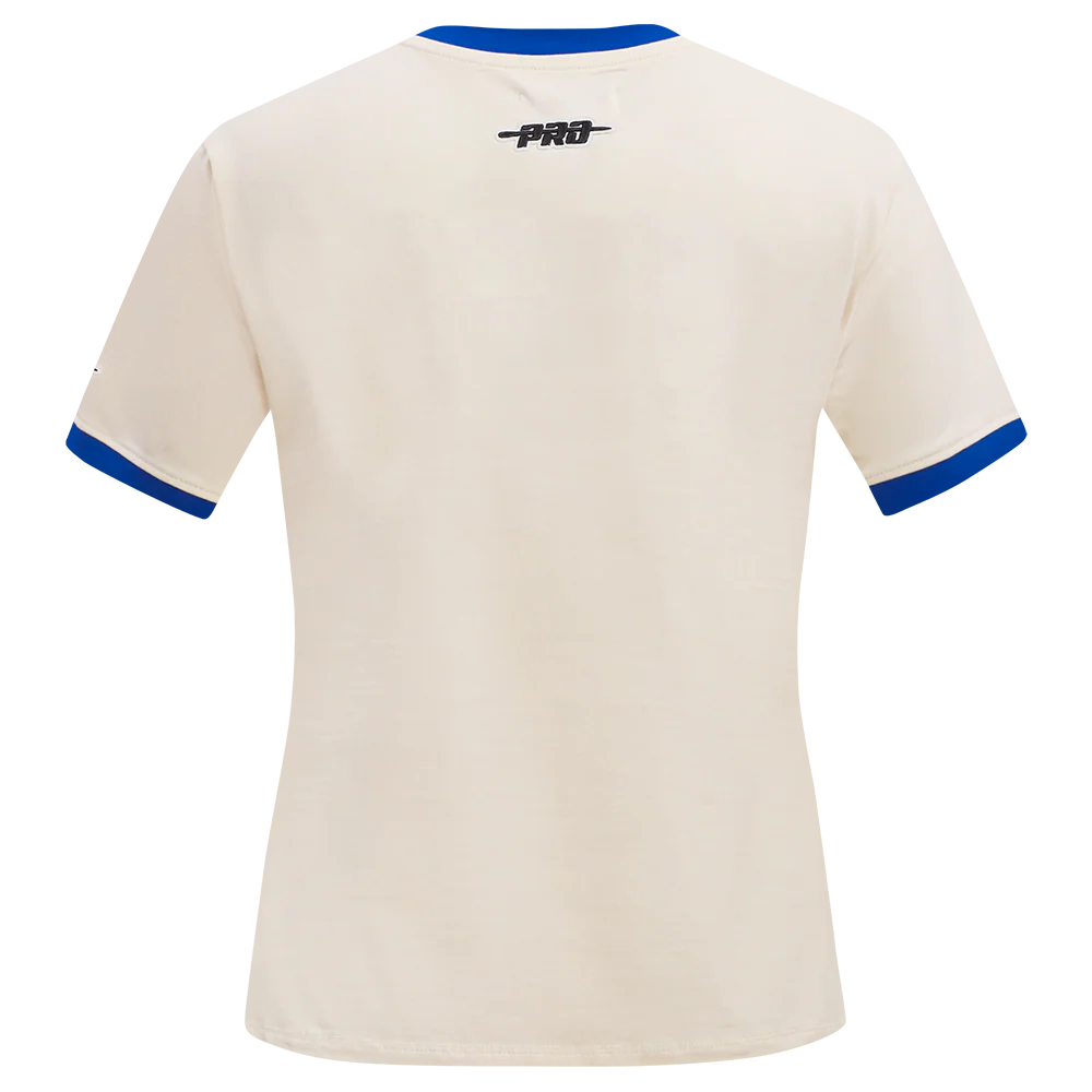 NBA GOLDEN STATE WARRIORS RETRO CASCADE WOMEN'S RINGER TEE (EGGSHELL/ROYAL BLUE) - Image 4