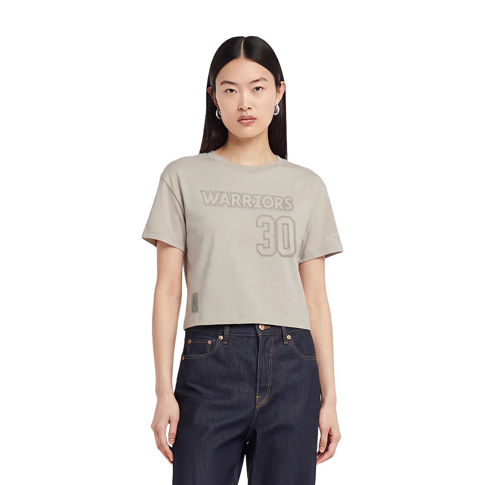 NBA GOLDEN STATE WARRIORS STEPHEN CURRY #30 NEUTRAL PNN WOMEN'S SJ BOXY TEE (TAUPE)