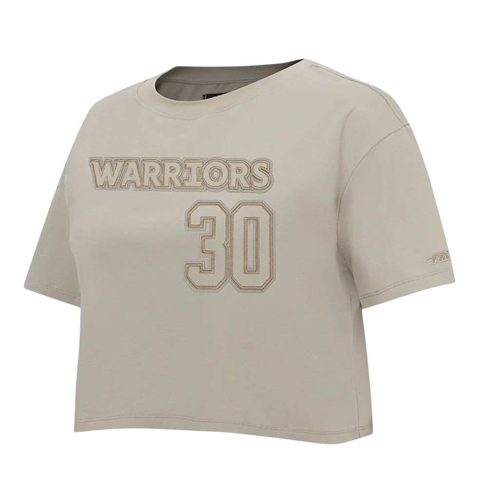 NBA GOLDEN STATE WARRIORS STEPHEN CURRY #30 NEUTRAL PNN WOMEN'S SJ BOXY TEE (TAUPE) - Image 4