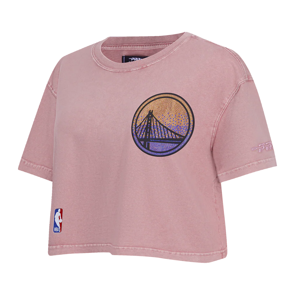 NBA GOLDEN STATE WARRIORS WASHED JEWELS WOMEN'S S/S BOXY TEE (WASHED MAUVE) - Image 3