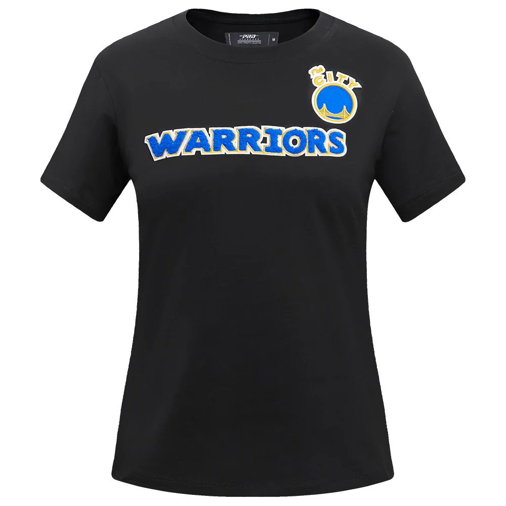 NBA GOLDEN STATE WARRIORS CLASSIC SHORT SLEEVE WOMEN'S SLIM FIT TEE (BLACK)