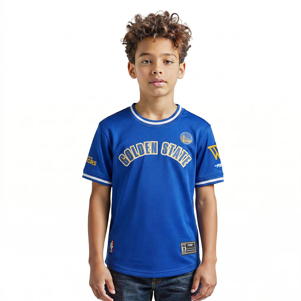 NBA GOLDEN STATE WARRIORS CLASSIC BIG BOYS SHORT SLEEVE MESH TEE (ROYAL BLUE)