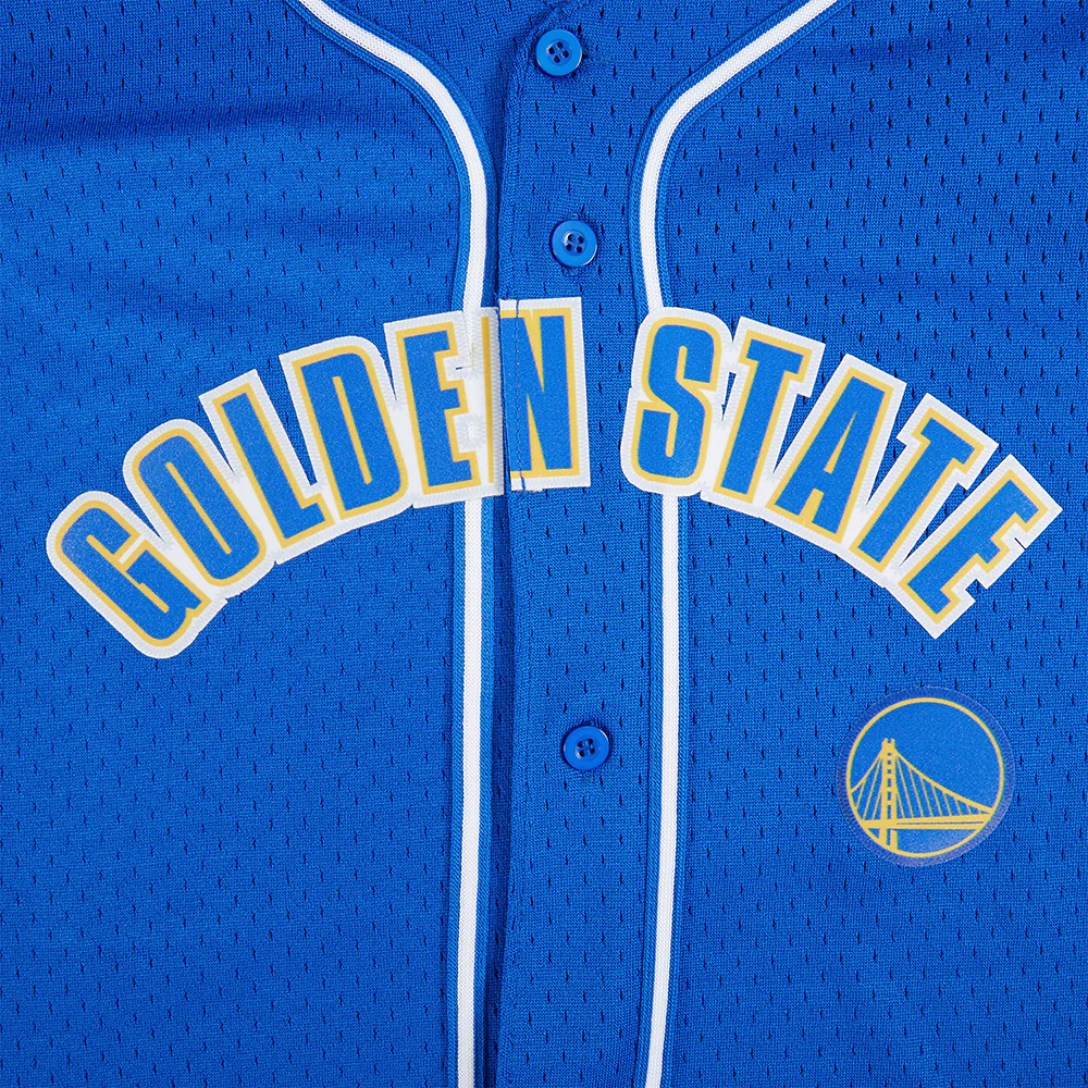 NBA GOLDEN STATE WARRIORS CLASSIC BIG BOYS MESH BUTTON DOWN SHIRT (ROYAL BLUE) - Image 3
