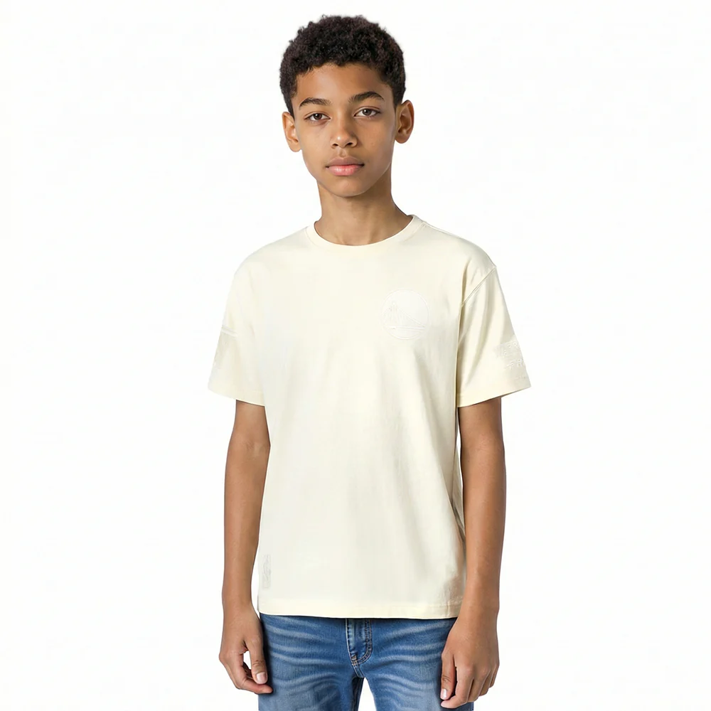 NBA GOLDEN STATE WARRIORS NEUTRAL BIG BOYS SINGLE JERSEY TEE (EGGSHELL)