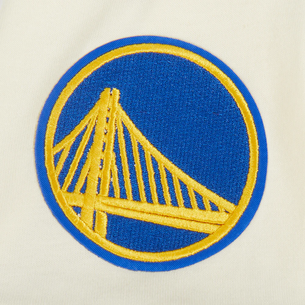 NBA GOLDEN STATE WARRIORS RETRO CLASSIC BIG BOY'S SS STRIPED RIB TEE (EGGSHELL/ROYAL BLUE) - Image 7