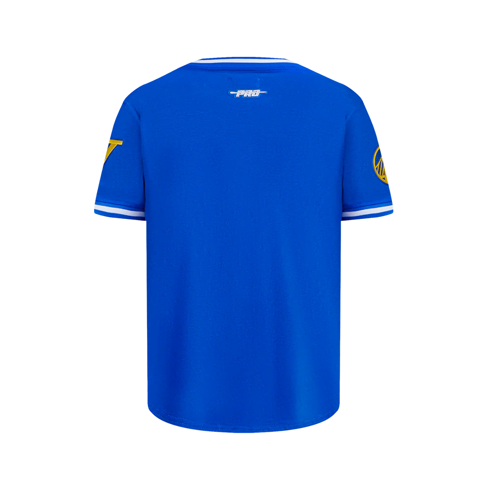 NBA GOLDEN STATE WARRIORS RETRO CLASSIC BIG BOY'S SS STRIPED RIB TEE (ROYAL BLUE) - Image 3