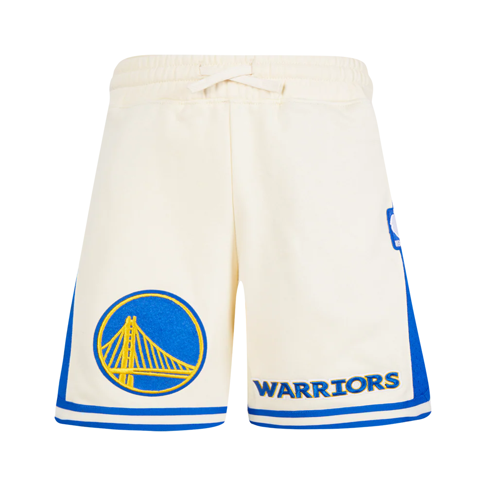 NBA GOLDEN STATE WARRIORS RETRO CLASSIC BIG BOY'S FLC 2.0 SHORT (EGGSHELL/ROYAL BLUE) - Image 2