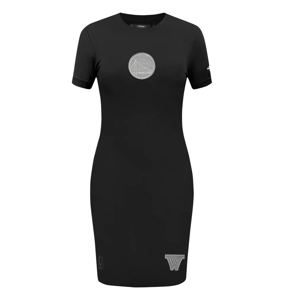NBA GOLDEN STATE WARRIORS REVERSE FRENCH TERRY WOMEN'S BODYCON DRESS (BLACK)