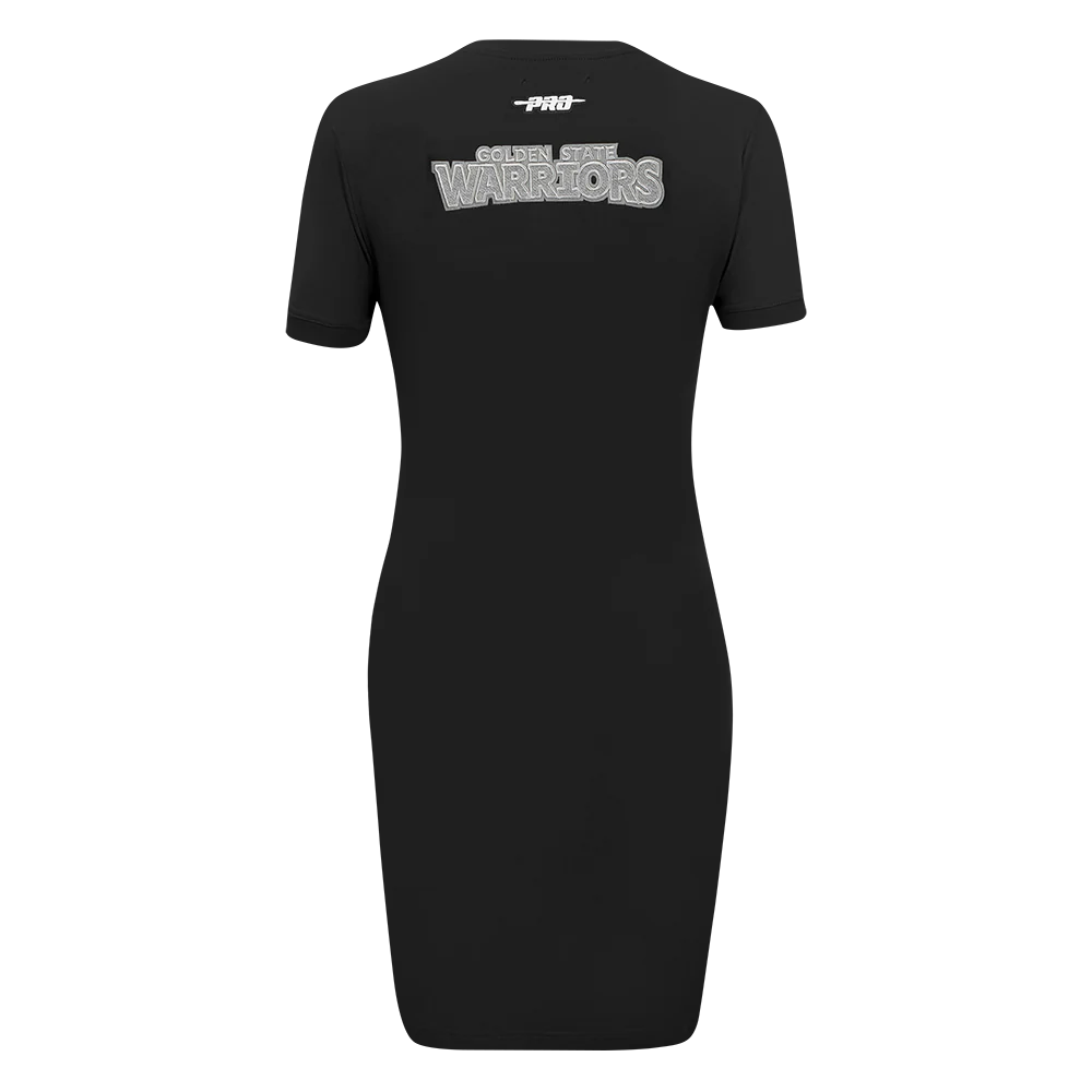 NBA GOLDEN STATE WARRIORS REVERSE FRENCH TERRY WOMEN'S BODYCON DRESS (BLACK) - Image 3