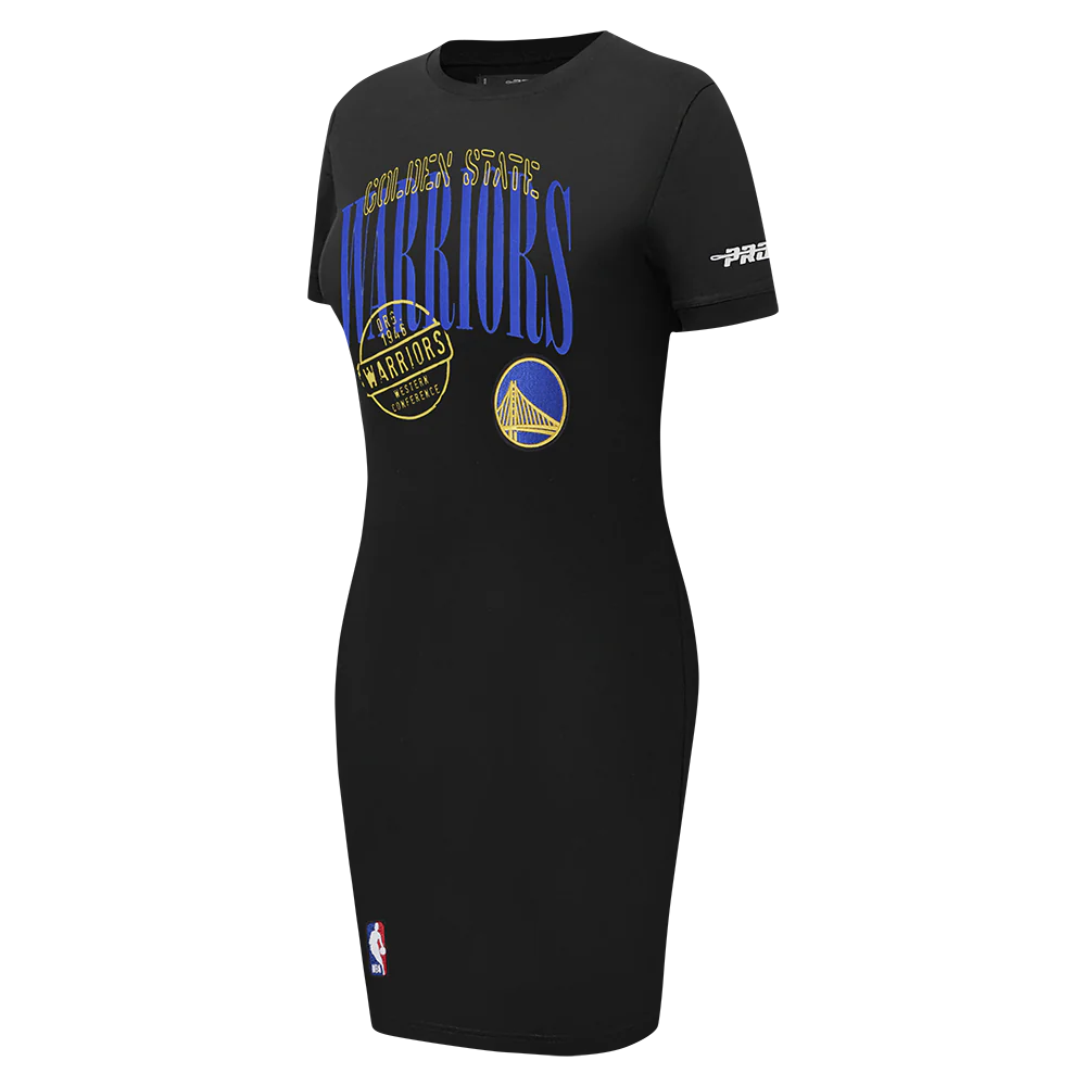 NBA GOLDEN STATE WARRIORS STAMPED WOMEN'S BODY CON DRESS (BLACK) - Image 3