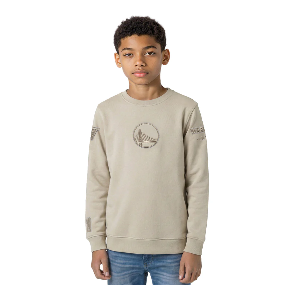 NBA GOLDEN STATE WARRIORS NEUTRAL BIG BOYS FLEECE CREWNECK (TAUPE)