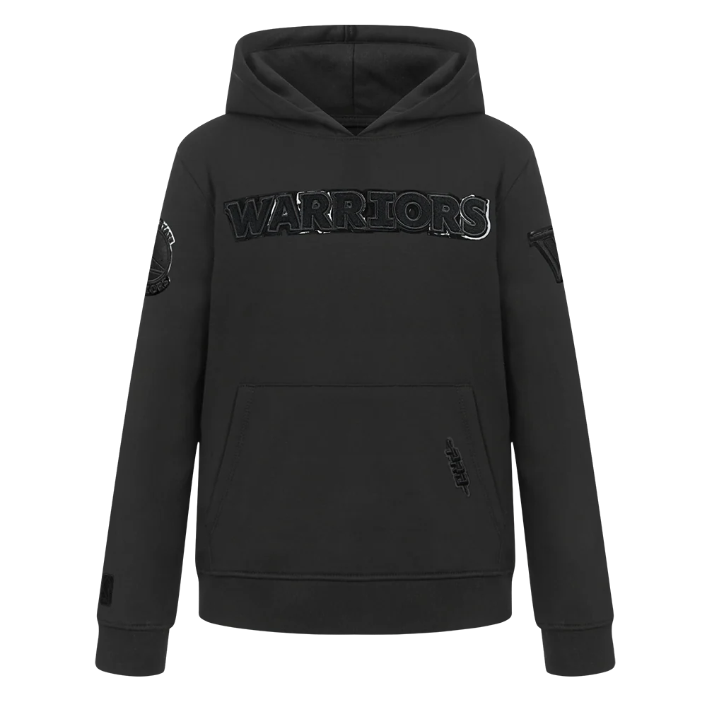 NBA GOLDEN STATE WARRIORS TRIPLE BLACK BIG BOYS FLEECE PULLOVER HOODIE (BLACK)
