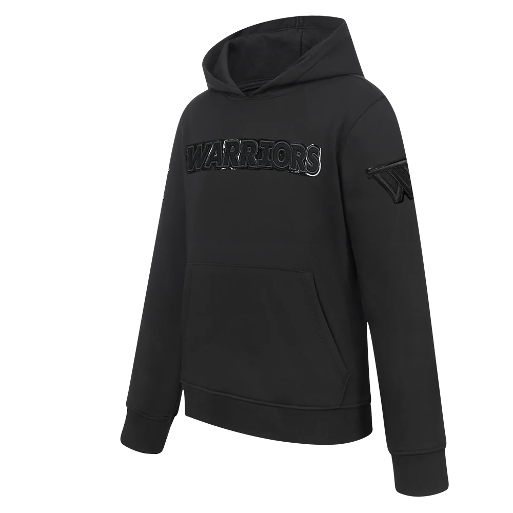 NBA GOLDEN STATE WARRIORS TRIPLE BLACK BIG BOYS FLEECE PULLOVER HOODIE (BLACK) - Image 2