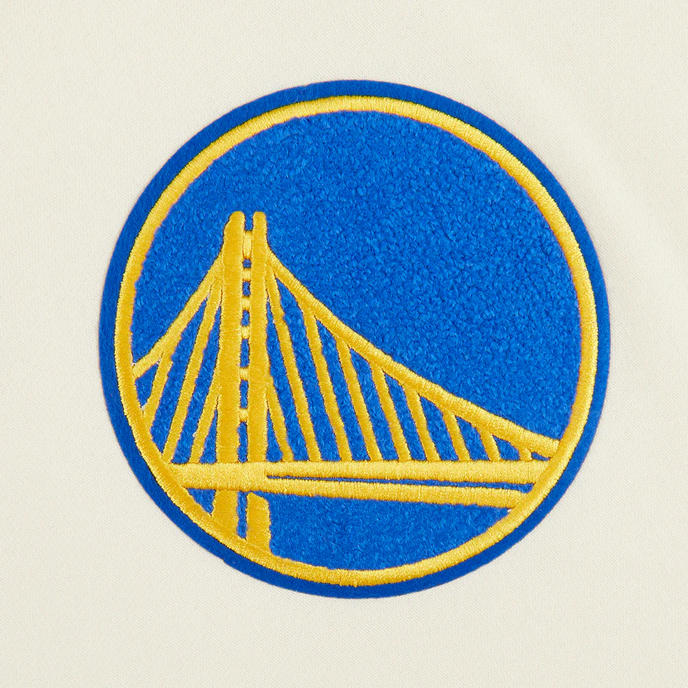 NBA GOLDEN STATE WARRIORS RETRO CLASSIC BIG BOYS RIB FLEECE PULLOVER HOODIE (EGGSHELL/ROYAL BLUE) - Image 3