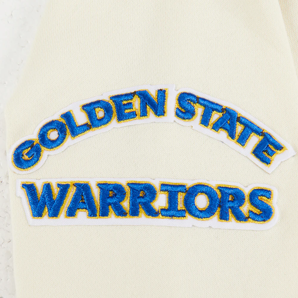 NBA GOLDEN STATE WARRIORS RETRO CLASSIC BIG BOYS RIB FLEECE PULLOVER HOODIE (EGGSHELL/ROYAL BLUE) - Image 4